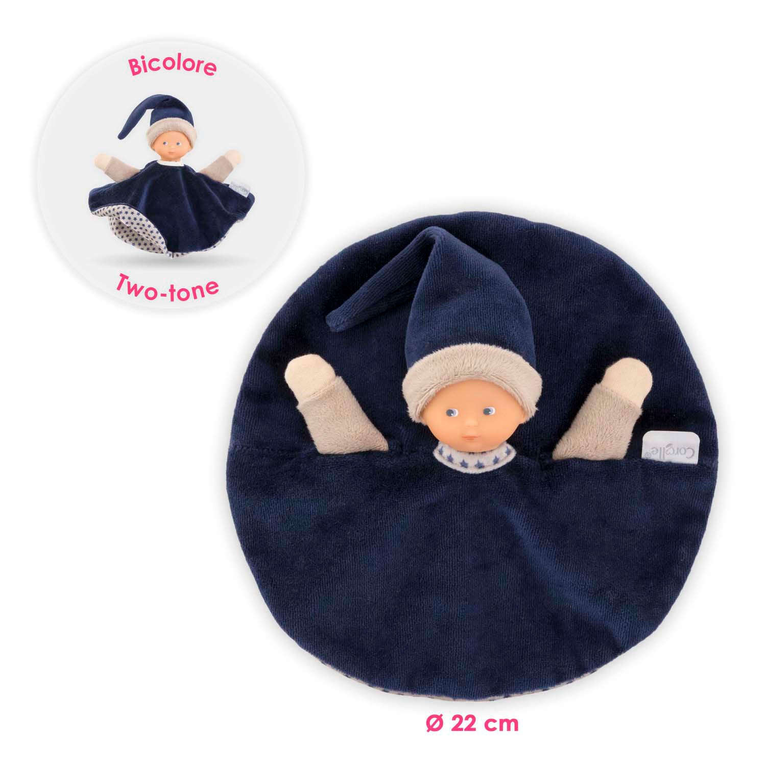 Corolle tidoudou - marineblauwe knuffeldoek, 17cm