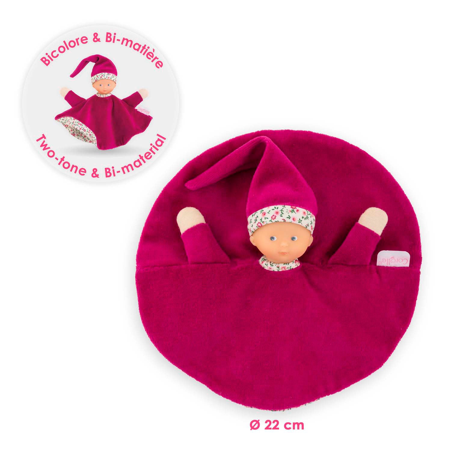 Corolle tidoudou - roze grenadine knuffeldoek, 17cm
