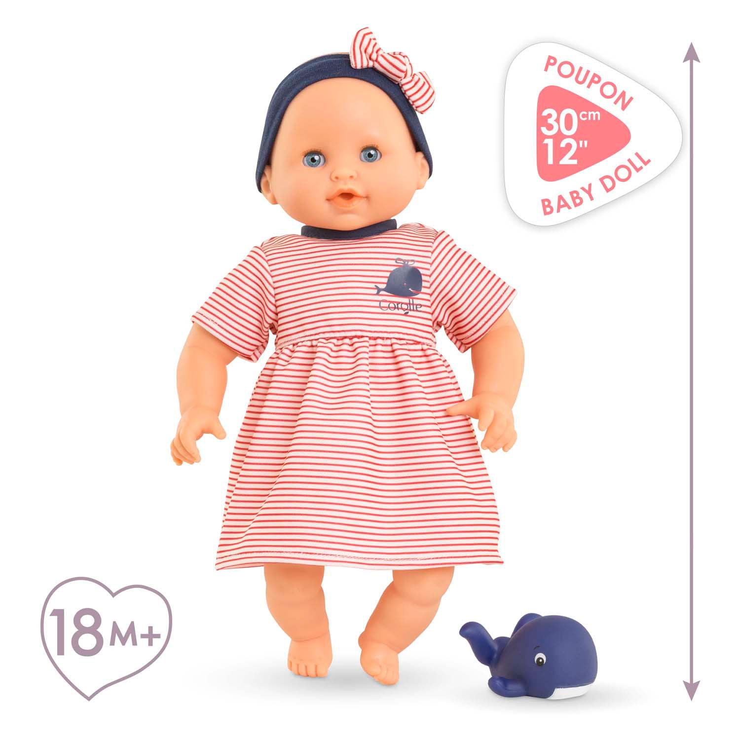 Corolle badpop calypso - zwemvriendje walvis 30cm pop voor waterpret.