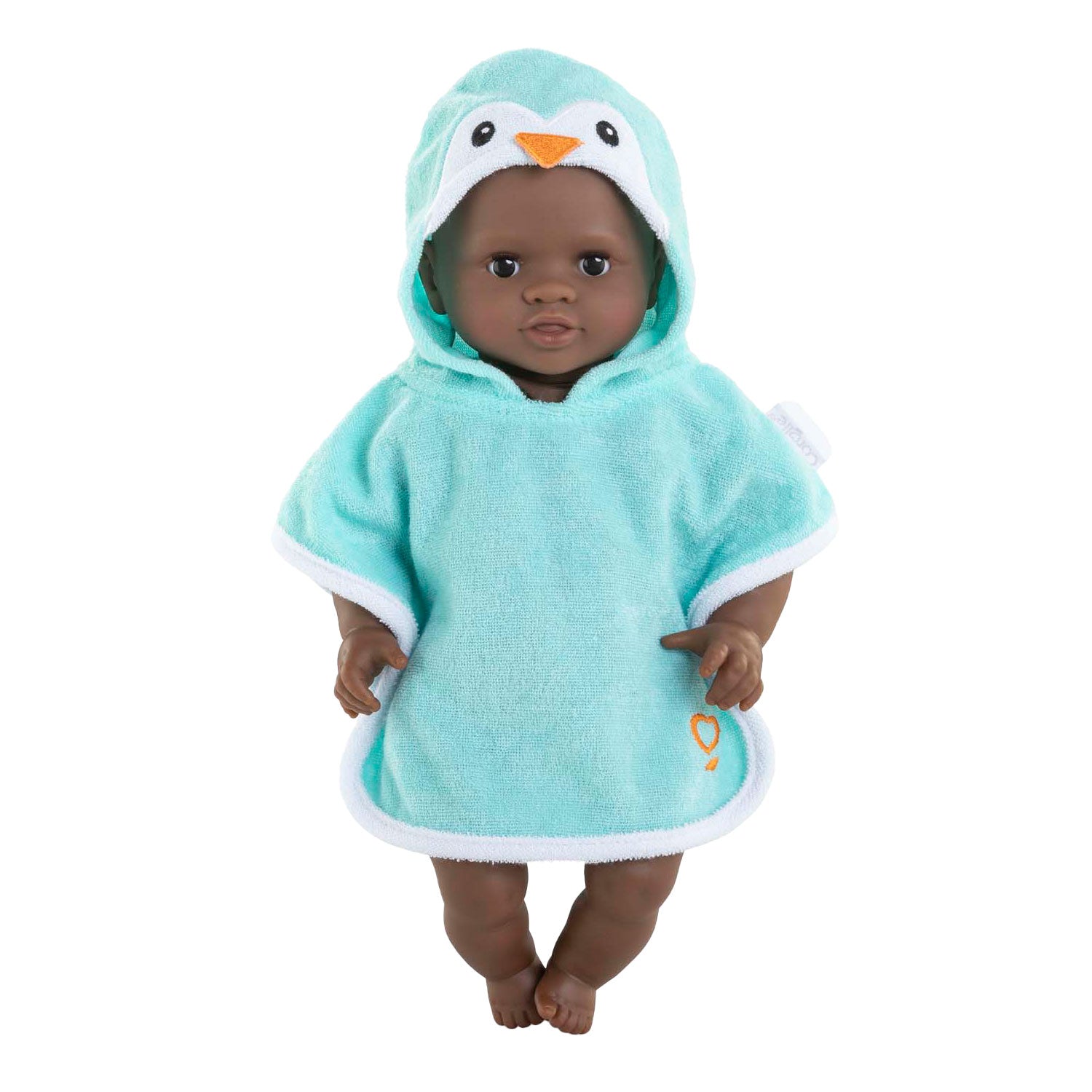 Corolle badcape pinguin voor babypop 30cm - poppenaccessoire.