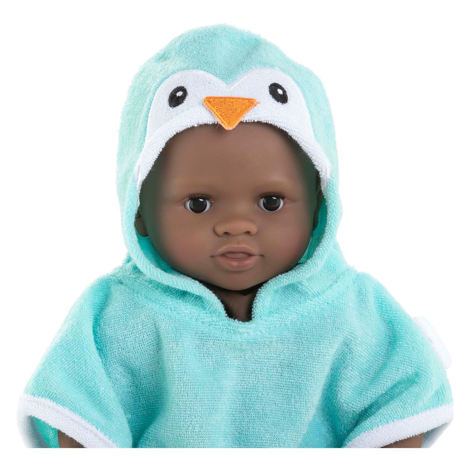 Corolle badcape pinguin voor babypop 30cm - poppenaccessoire.