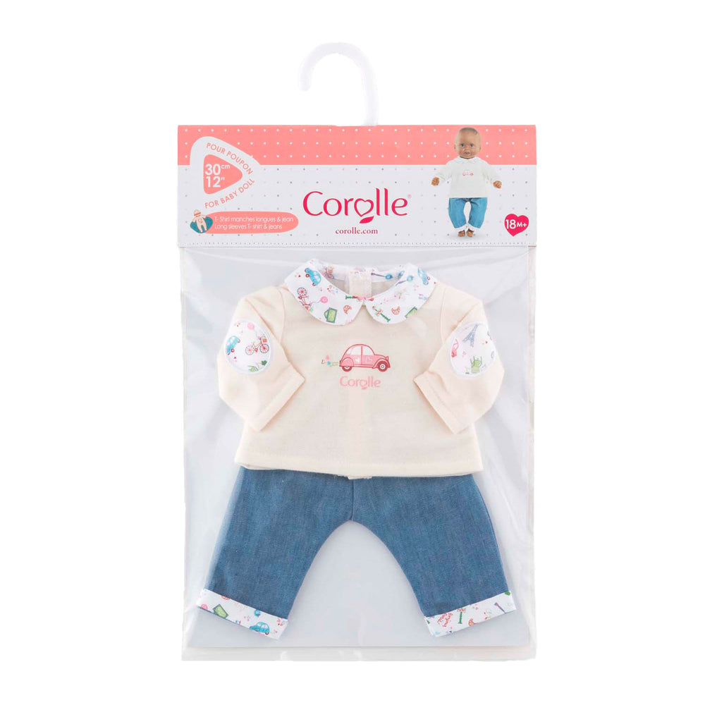 Corolle t-shirt en spijkerbroek voor babypop, 30cm