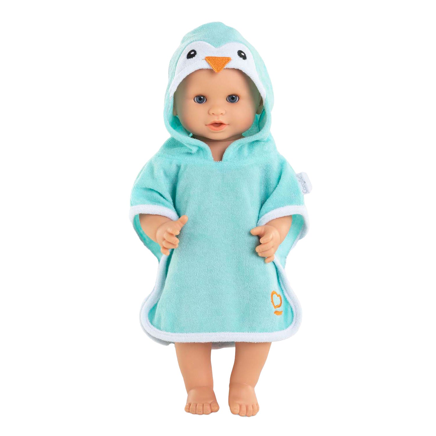 Corolle badcape voor babypop - pinguin, 36cm