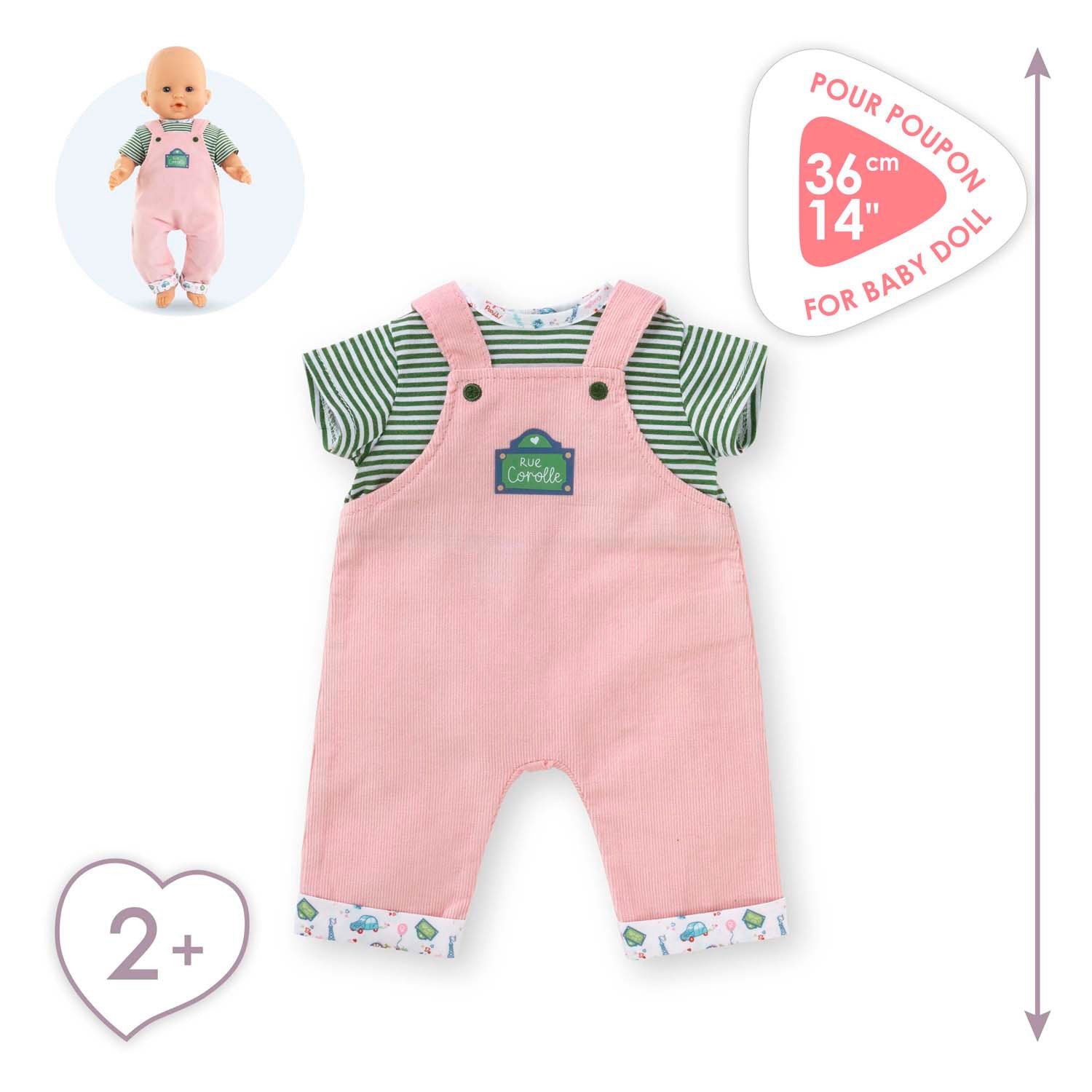Corolle t-shirt en overall voor babypop, 36cm