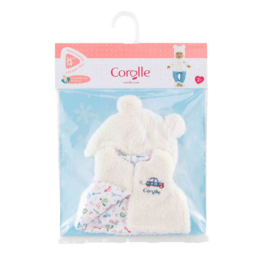 Corolle winterset babypop 36cm - poppenkleding wit polyester.