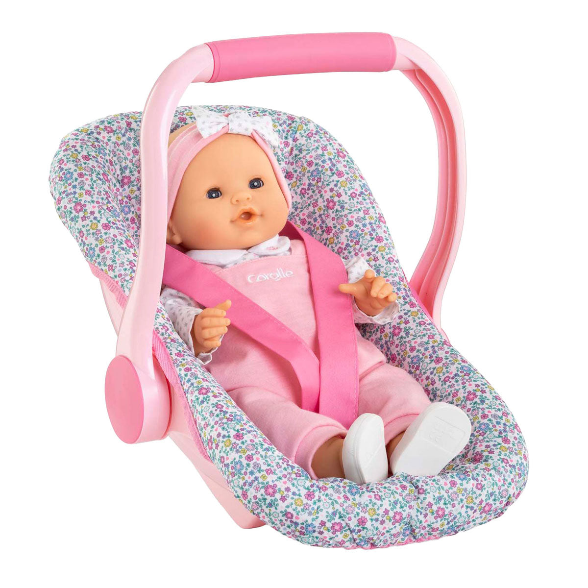 Corolle poppen draagzak bloemen babypop 36cm roze speelgoed.