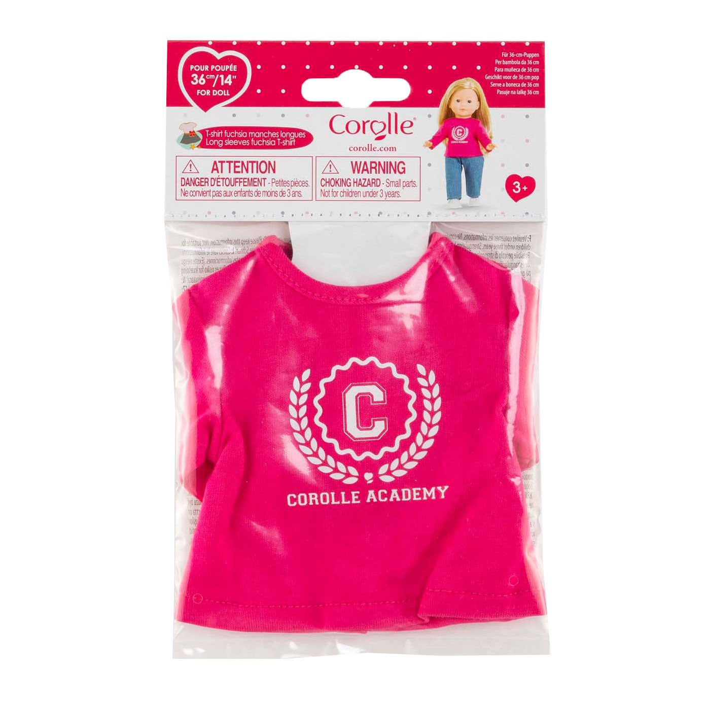Corolle fuchsia t-shirt voor poppen, 36cm