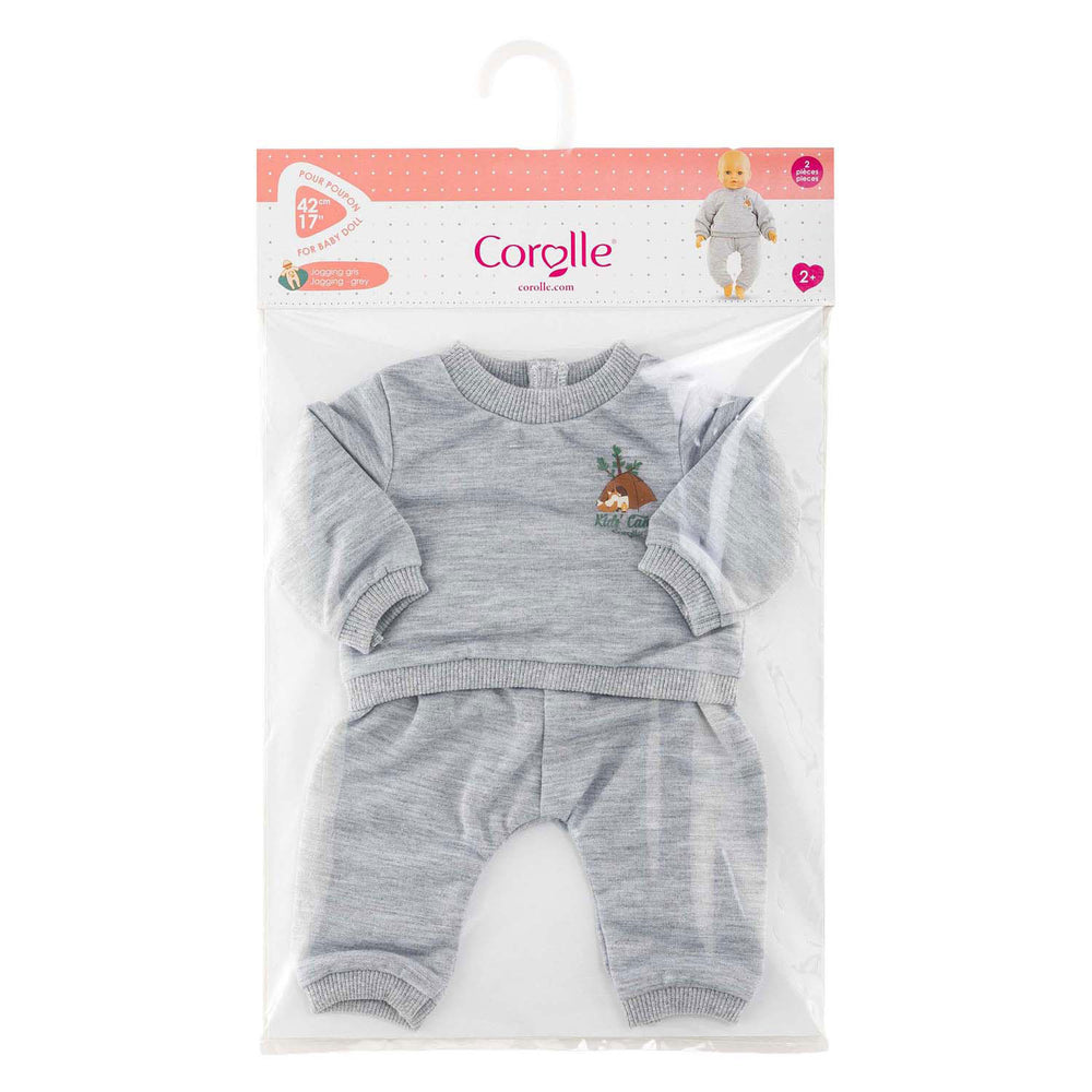 Corolle poppen joggingpak grijs kleine ontdekker 42cm - poppenkleding.