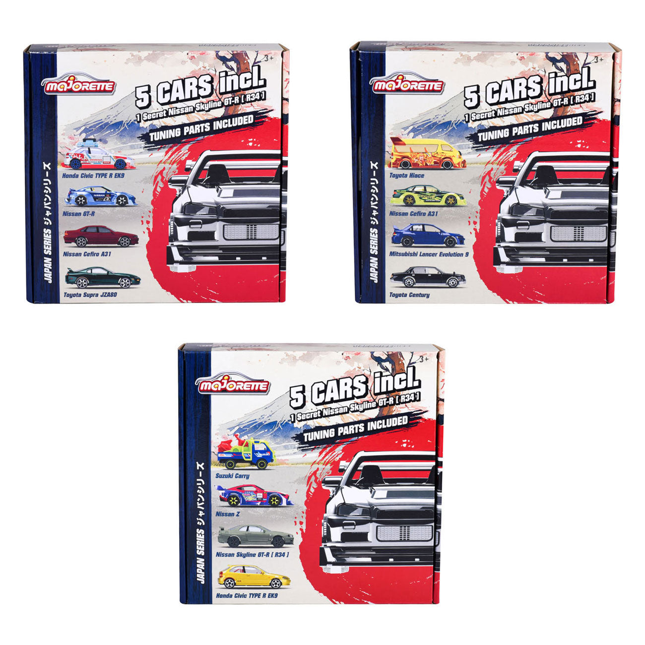 Majorette Japanse serie die-cast auto's bonuspakket, 5st.
