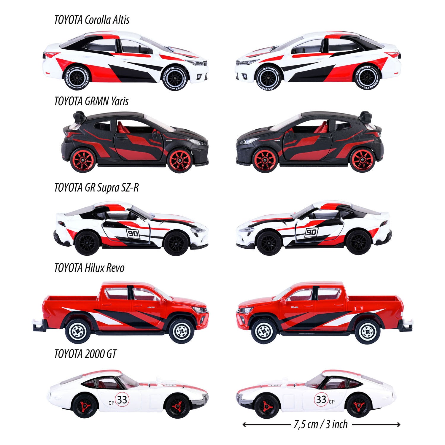 Majorette Toyota Die-Cast Race Auto's geschenkverpakking, 5st.