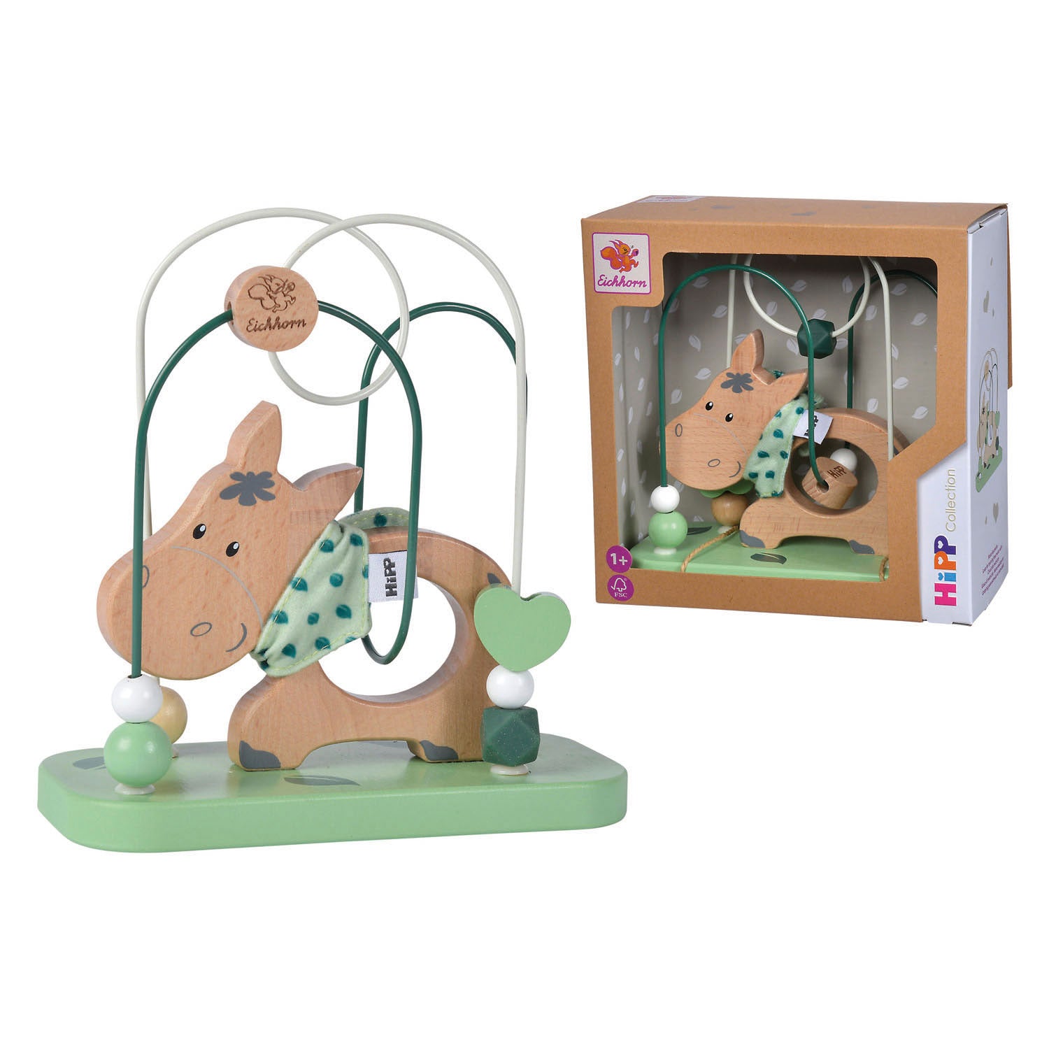 Eichhorn houten motoriek speelgoed ezel - kleurrijke baby spiraal.