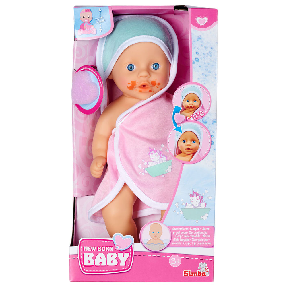 Pasgeboren baby Badpop Moet in Bad