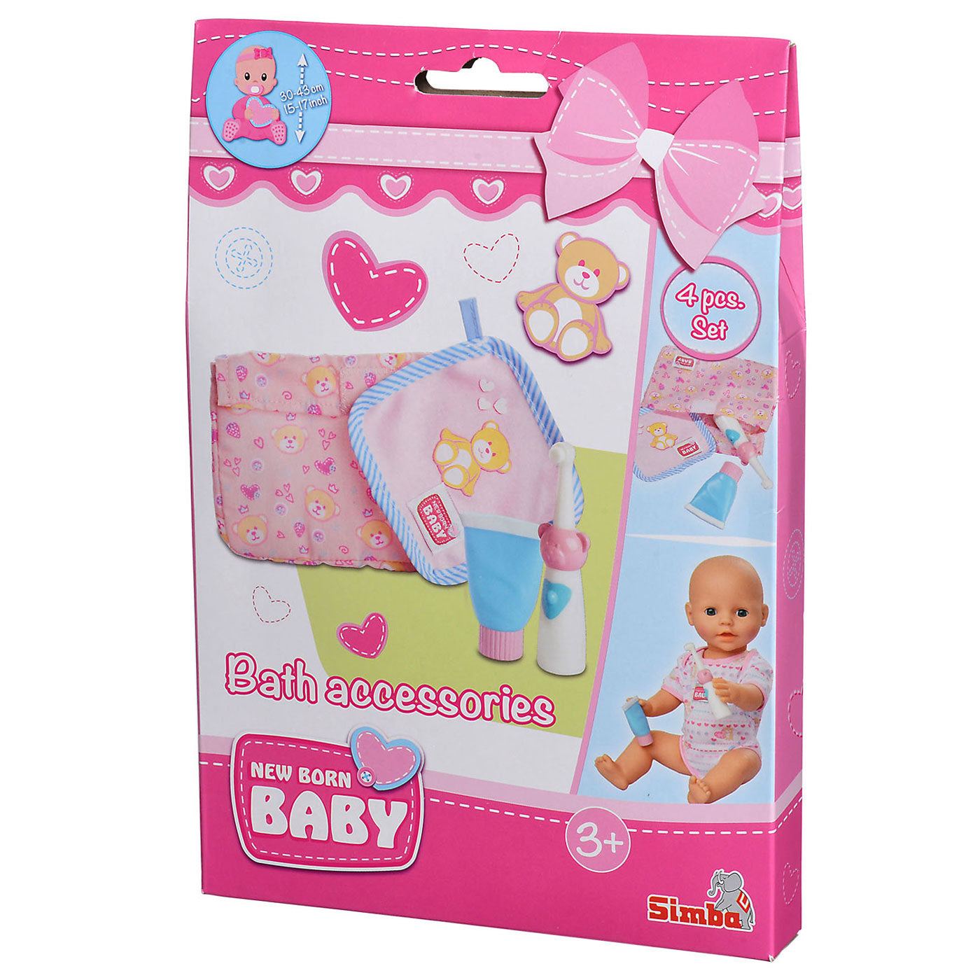 Pasgeboren baby badaccessoires, 4dlg.