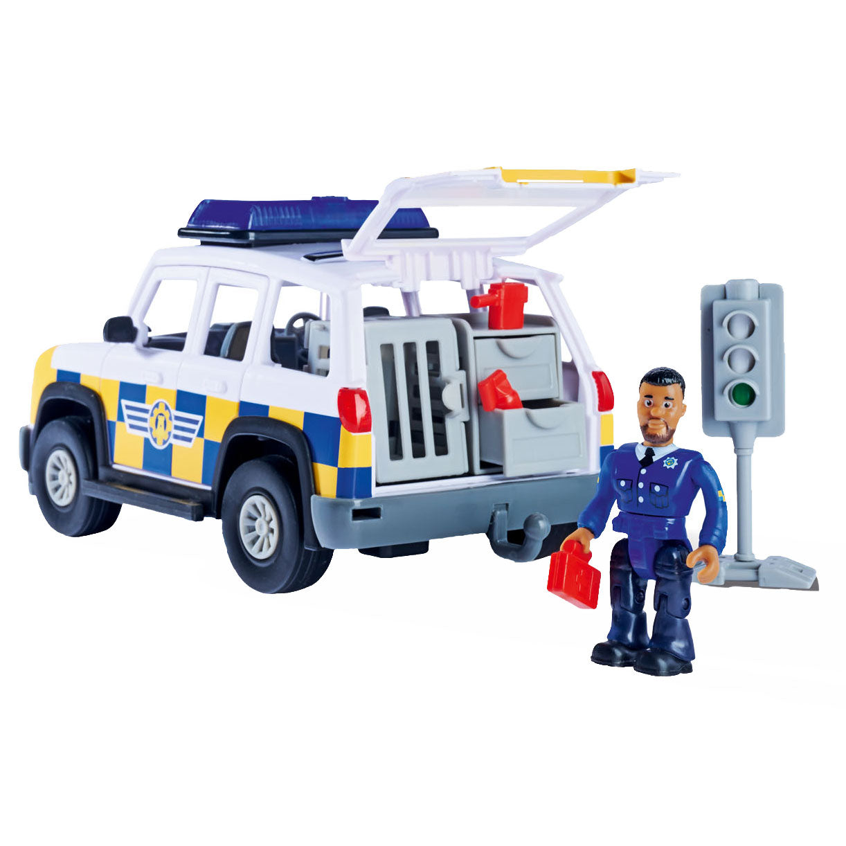 Simba brandweerman sam politieauto met speelfiguur
