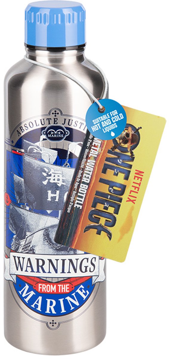 Paladone one piece metal water bottle – officieel gelicentieerde marines rvs drinkfles, 500 ml, schroefdop-