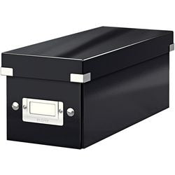 Leitz wow click store opbergdoos met deksel voor cd's - kartonnen sorteerdoos voor spullen - 84% gerecycled karton - 14.3 x 35.2 cm (bxd) - ideaal voor thuiswerkplek - zwart