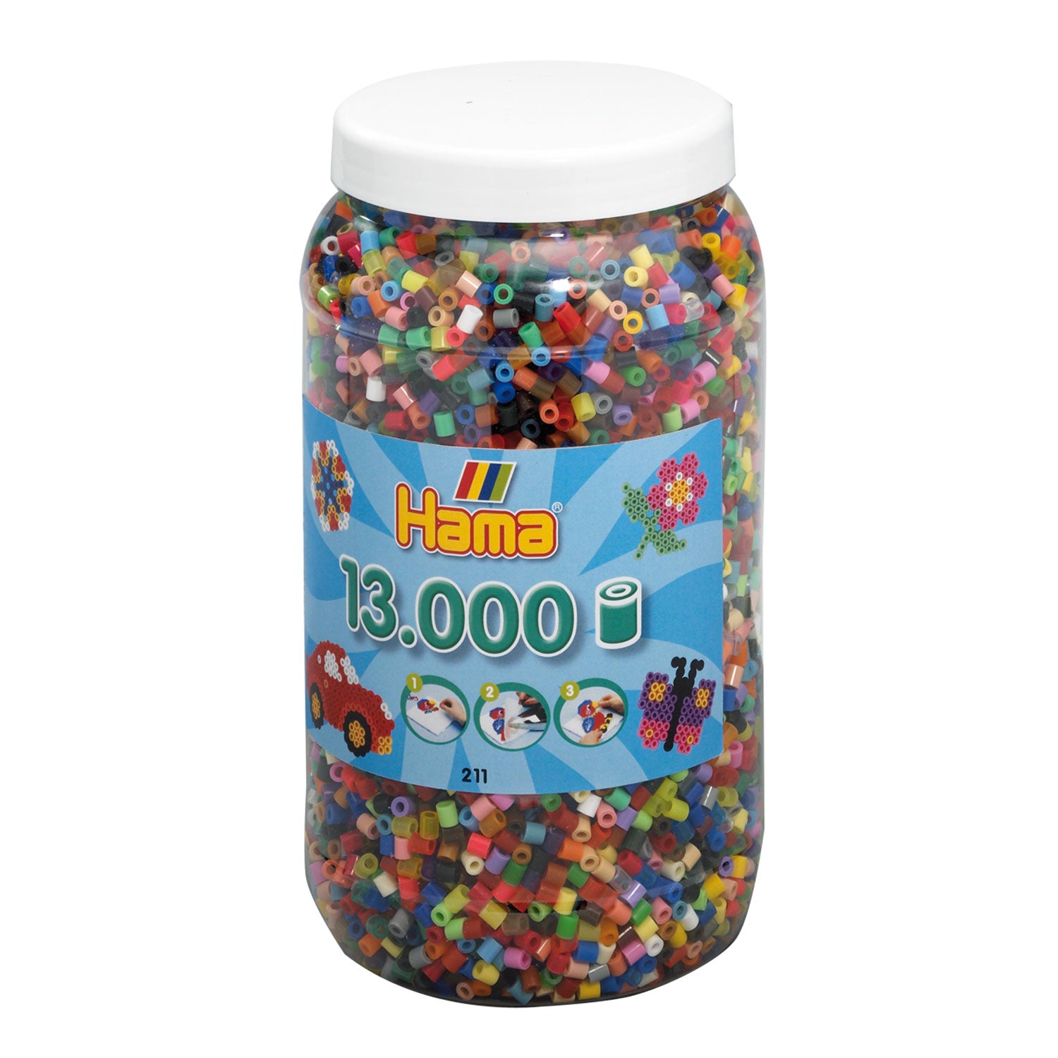 Hama midi strijkkralen in pot - mix (068), 13.000st.