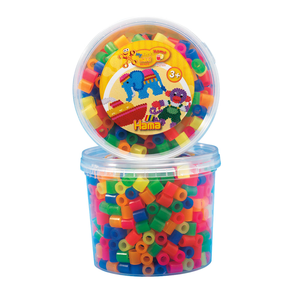 Hama maxi strijkkralen in bak - neonmix (051), 600st.