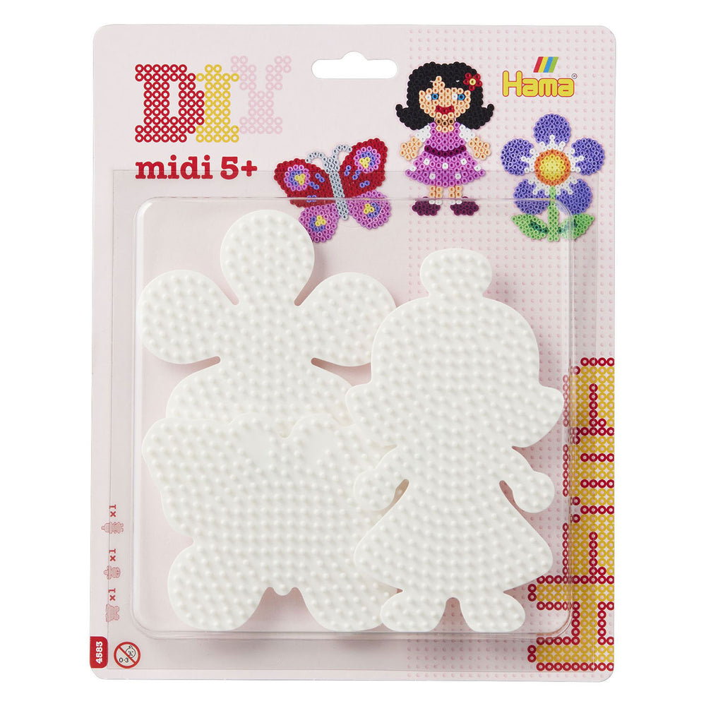 Hama midi strijkkralenbordjes - vlinder, bloem, meisje