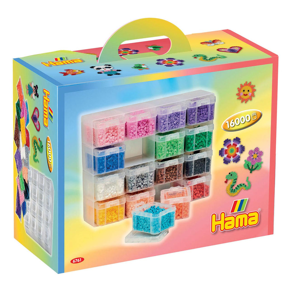 Hama midi strijkkralen opbergbox met 16 kleuren kralen