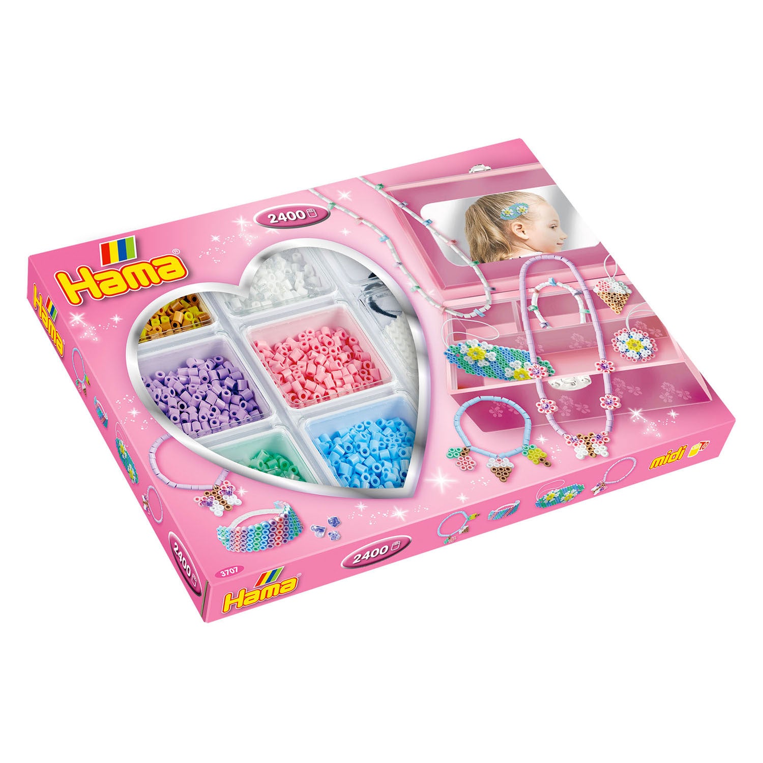Hama strijkkralenset sieraden maken roze, 2400st.