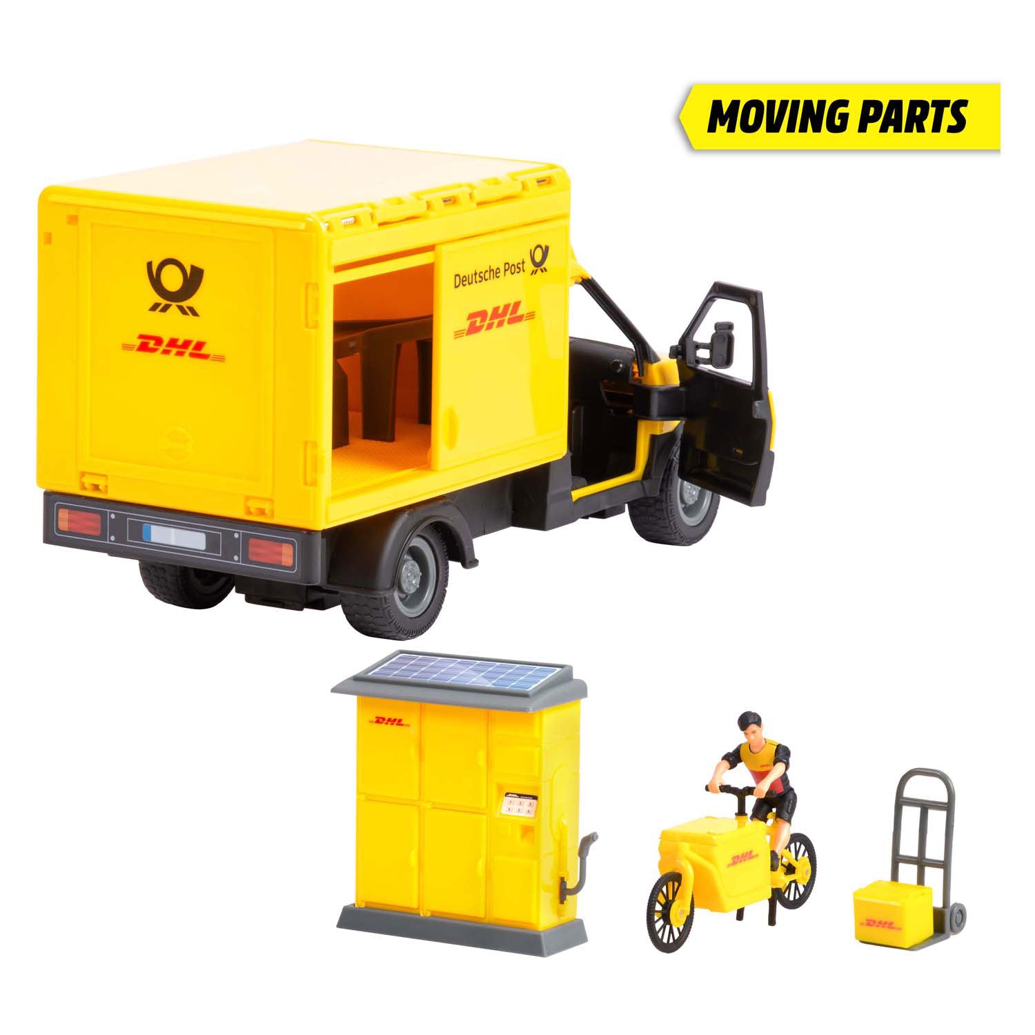 Dickie toys - bestelwagen dhl - postfiets - leveringen