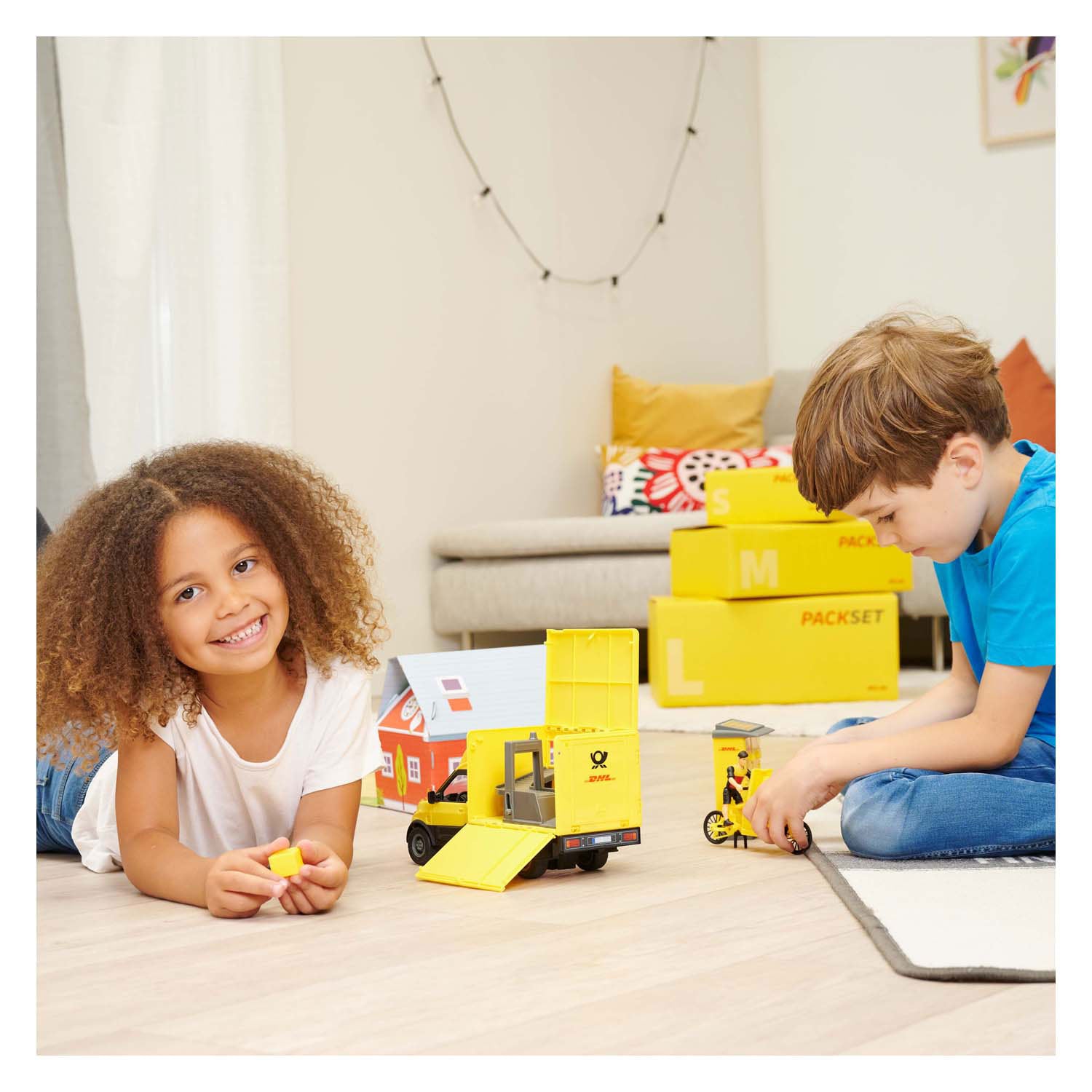 Dickie toys - bestelwagen dhl - postfiets - leveringen