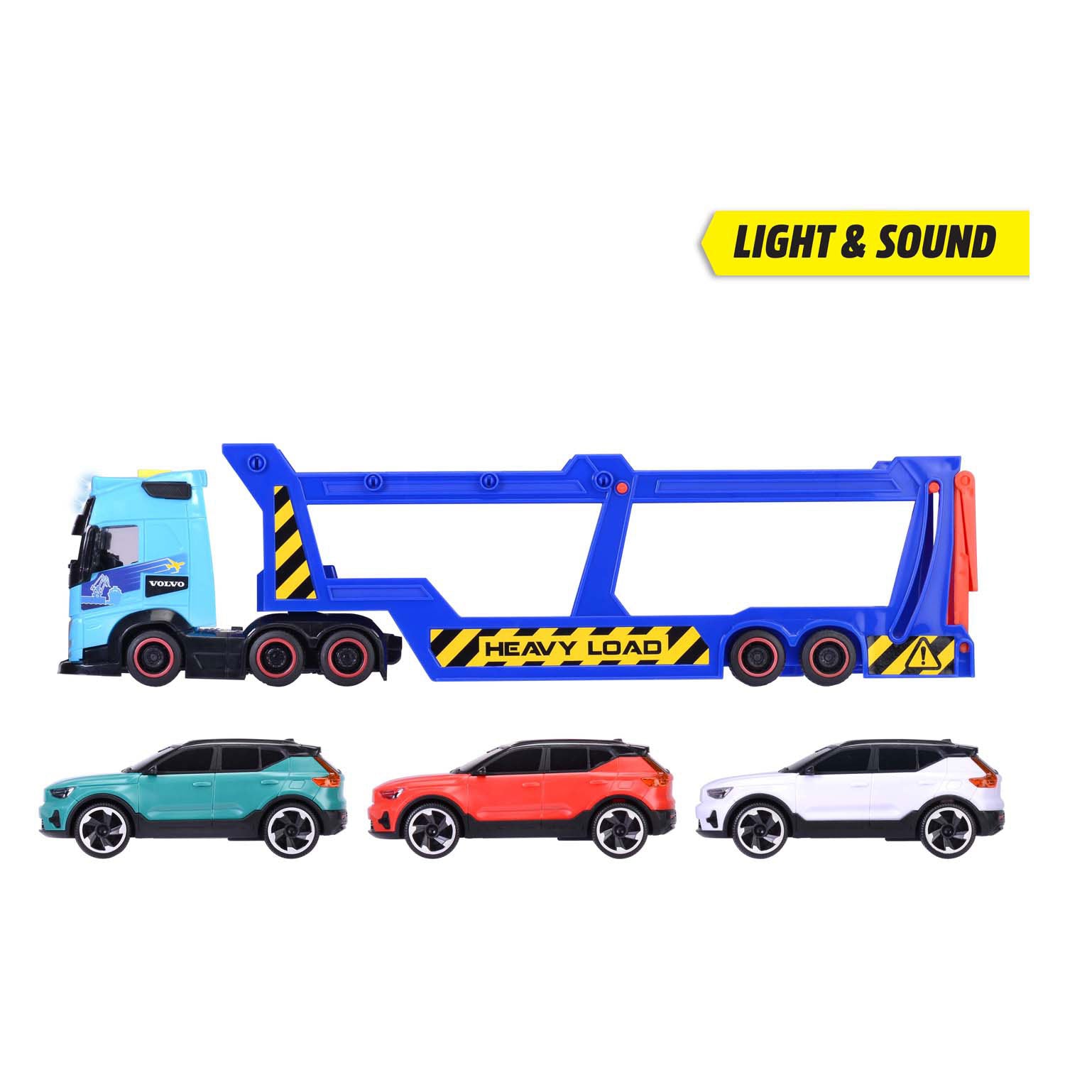 Dickie toys - car transporter - volvo - vrachtwagen met aanhangwagen - licht en geluid
