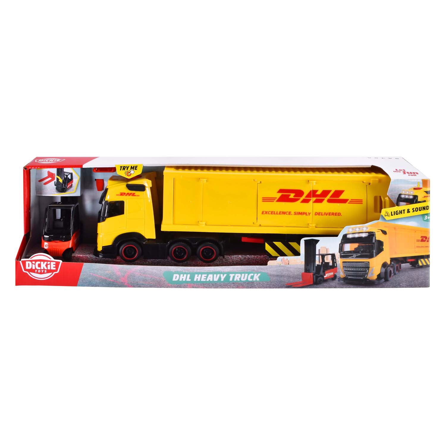 Dickie dhl set met vrachtwagen en vorkheftruck