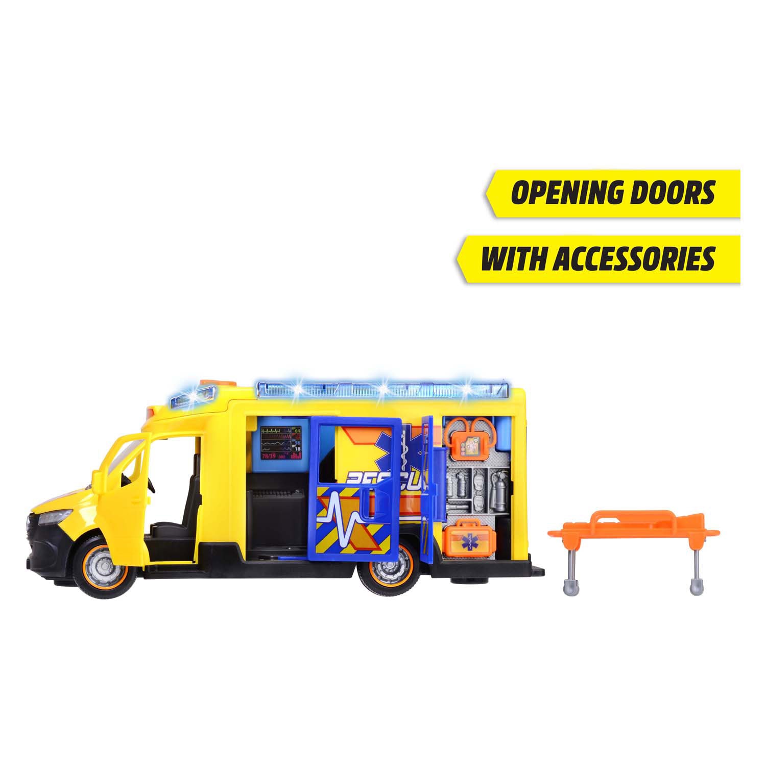Dickie toys - mercedes benz sprinter rescue - ziekenwagen - ambulance - licht en geluid - vanaf 3 jaar