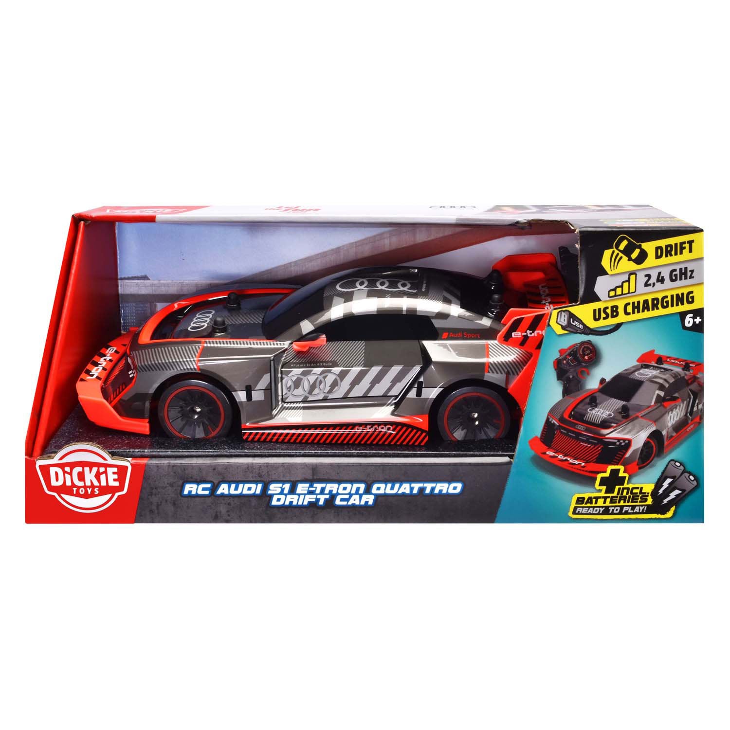 Dickie rc audi s1 e-tron quattro drift car, rtr