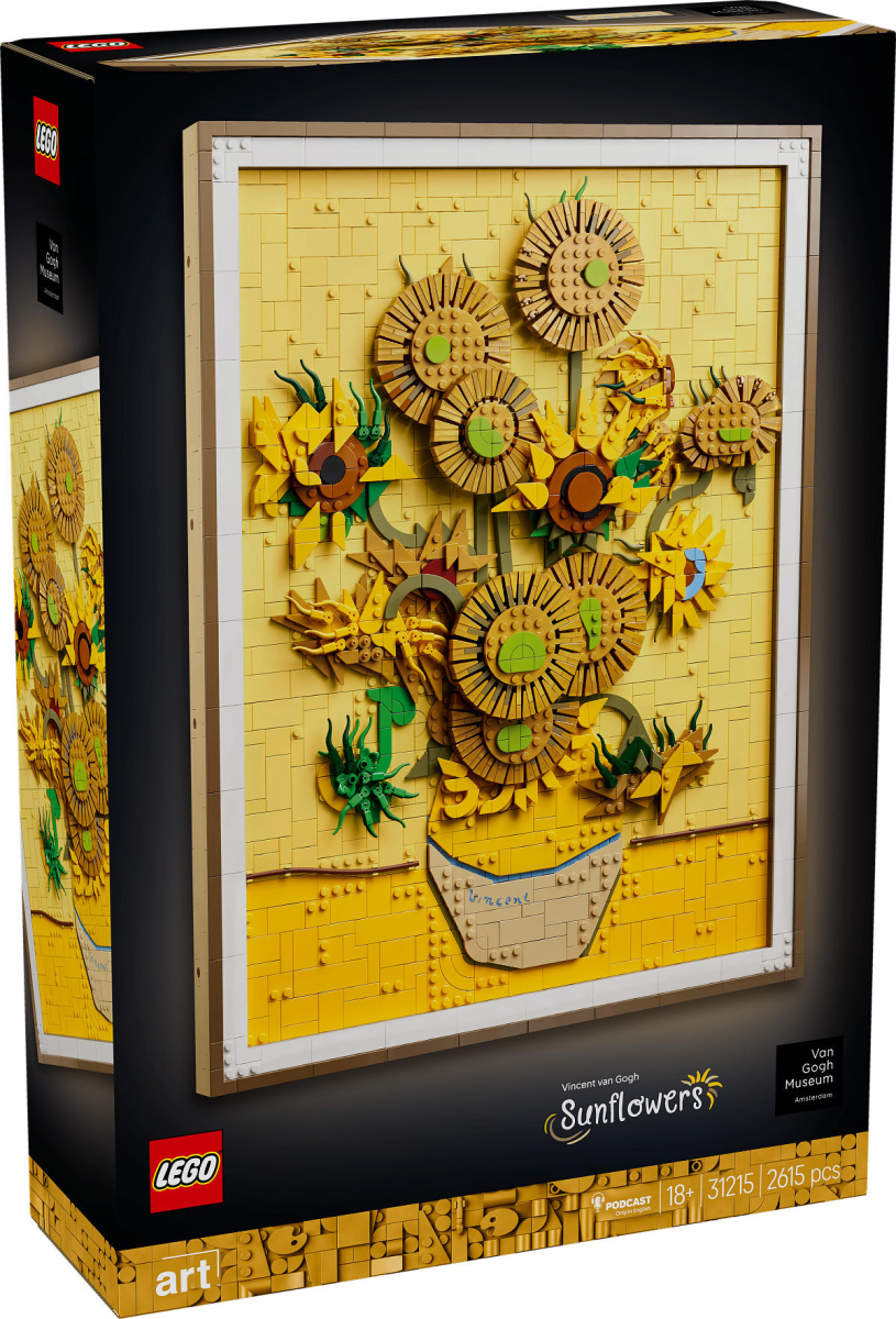Lego art vincent van gogh – zonnebloemen bouwpakket voor volwassenen en wanddecoratie 31215