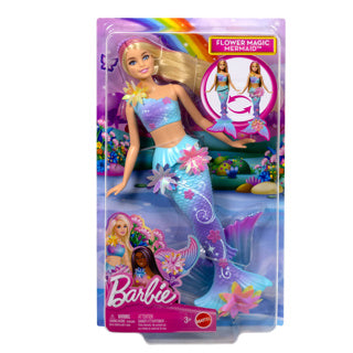 Mattel barbie zeemeermin met magische bloemen blauw