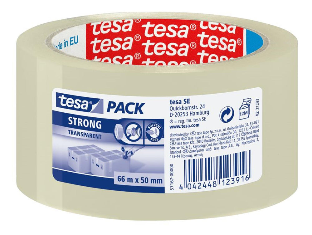Tesa verpakkingstape dozenplakband 66mx50mm transparant pak a 6 rol