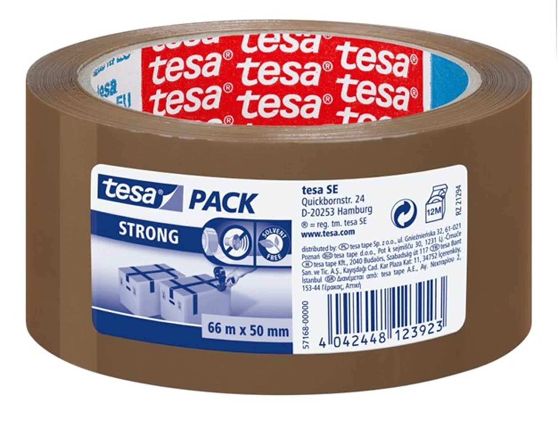 Tesa verpakkingstape dozenplakband 66mx50mm bruin pak a 6 rol