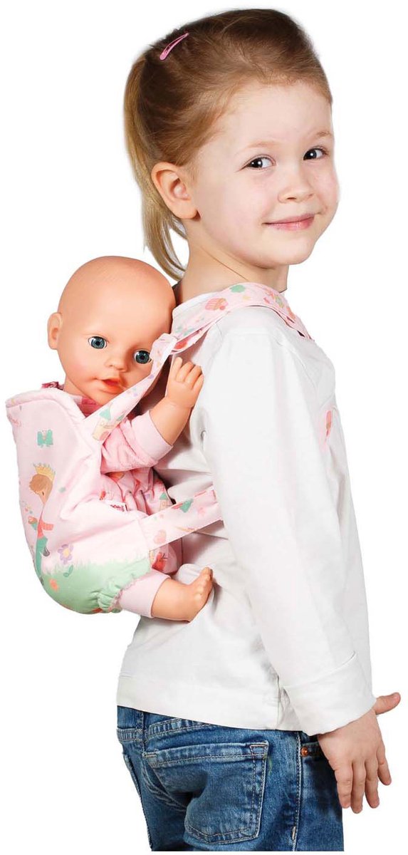 Heless poppendraagzak prinses emily roze verstelbaar babypop accessoire.