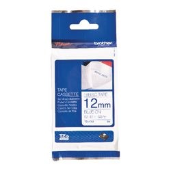 Labeltape brother tzefa3 blauw, wit 12mmx3m