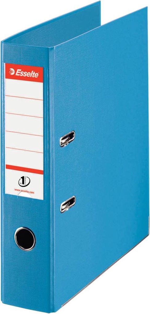 Esselte no.1 kunststof a4 ordner met etikethouder - 2-rings - rugbreedte van 75mm - capaciteit van 500 vel - lichtblauw