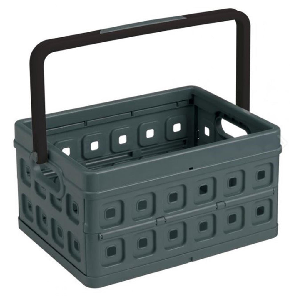 Sunware square vouwkrat met handgreep 24l - 43.5x31x21.3 cm - antraciet boodschappenkrat