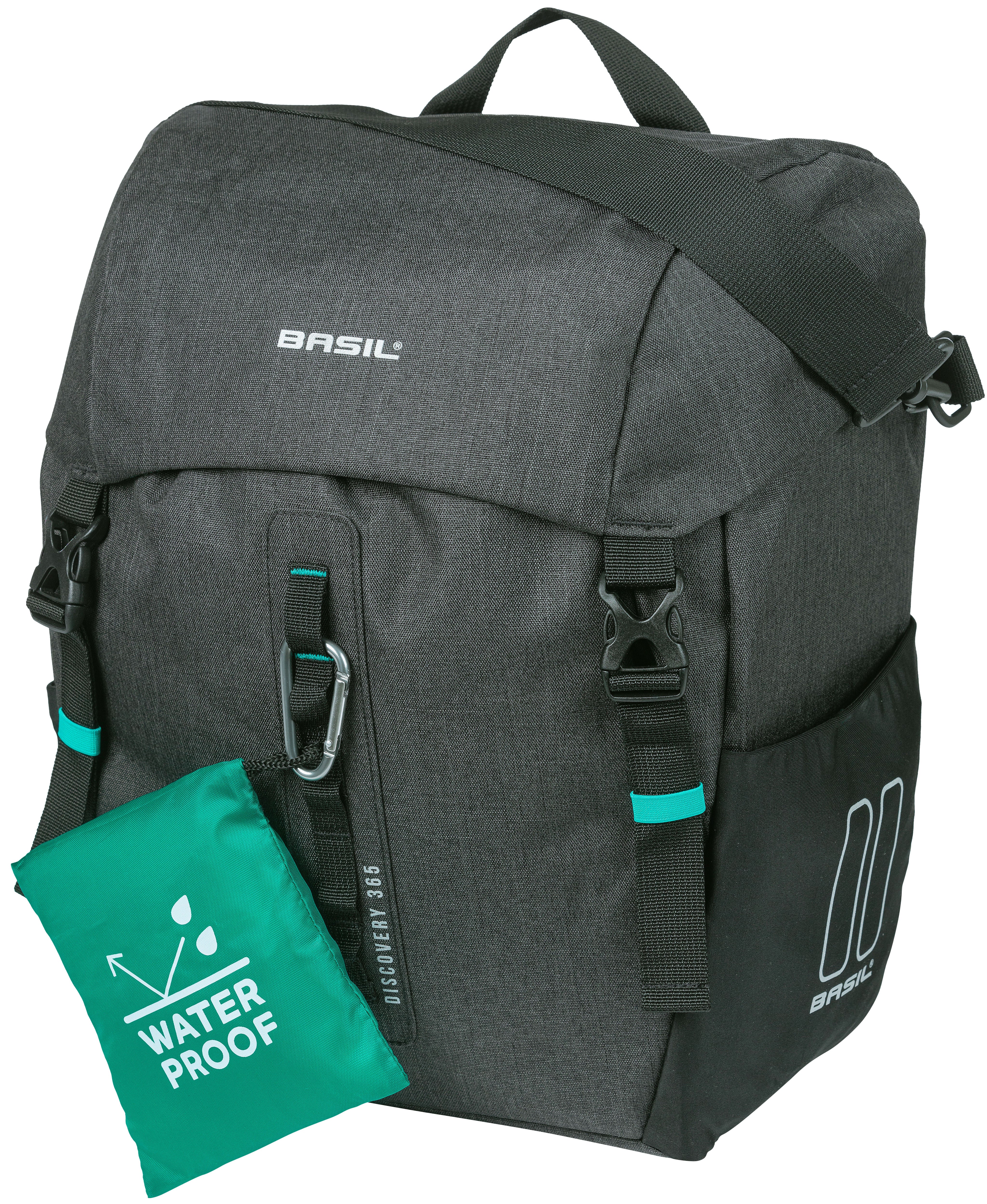 Basil Discovery 365D enkele fietstas L - sportieve, lichtgewicht enkele fietstas - 20L - zwart melee