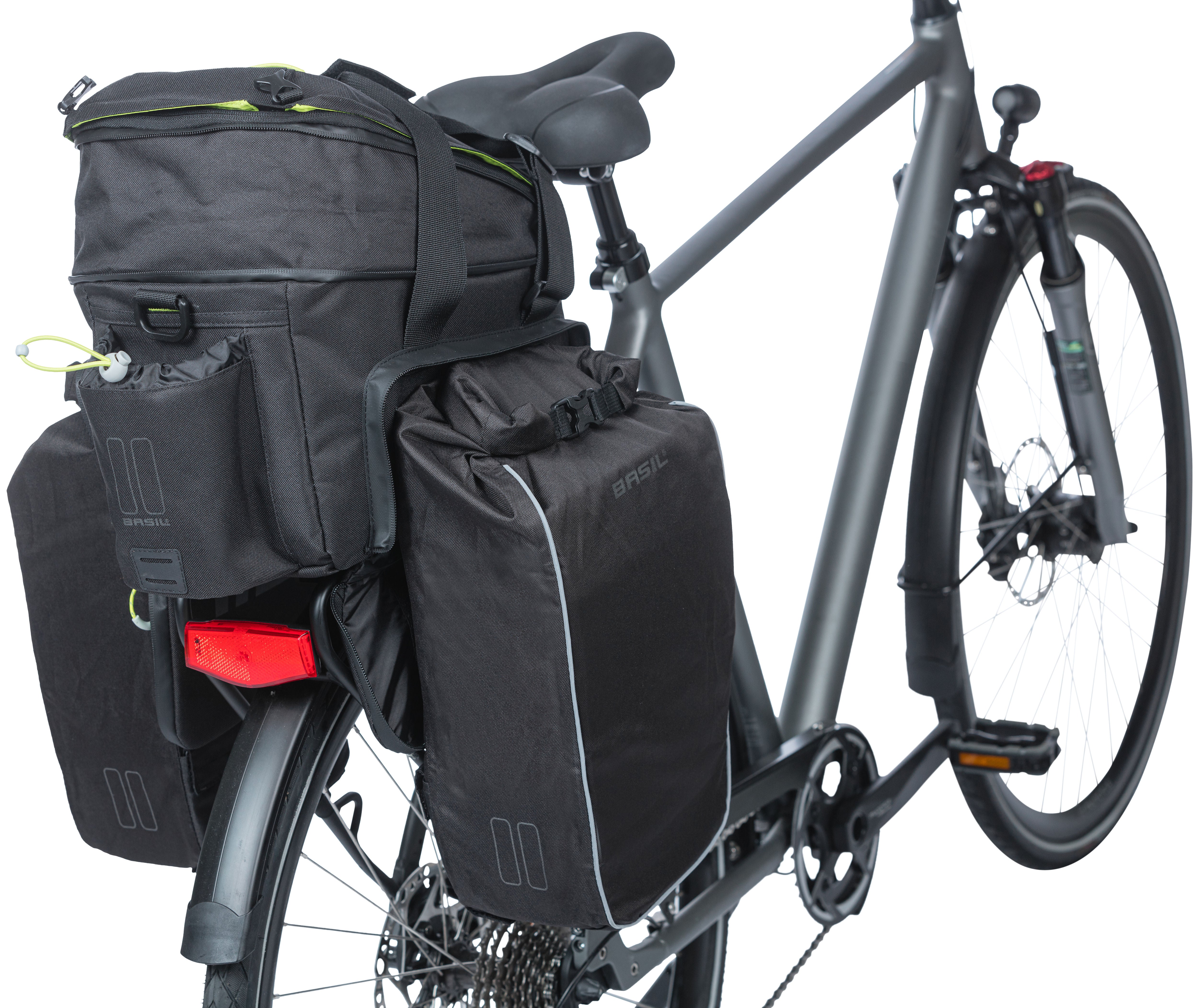 BASIL Miles XL MIK Bagagedragertas Waterdicht 9-36L Zwart Lime