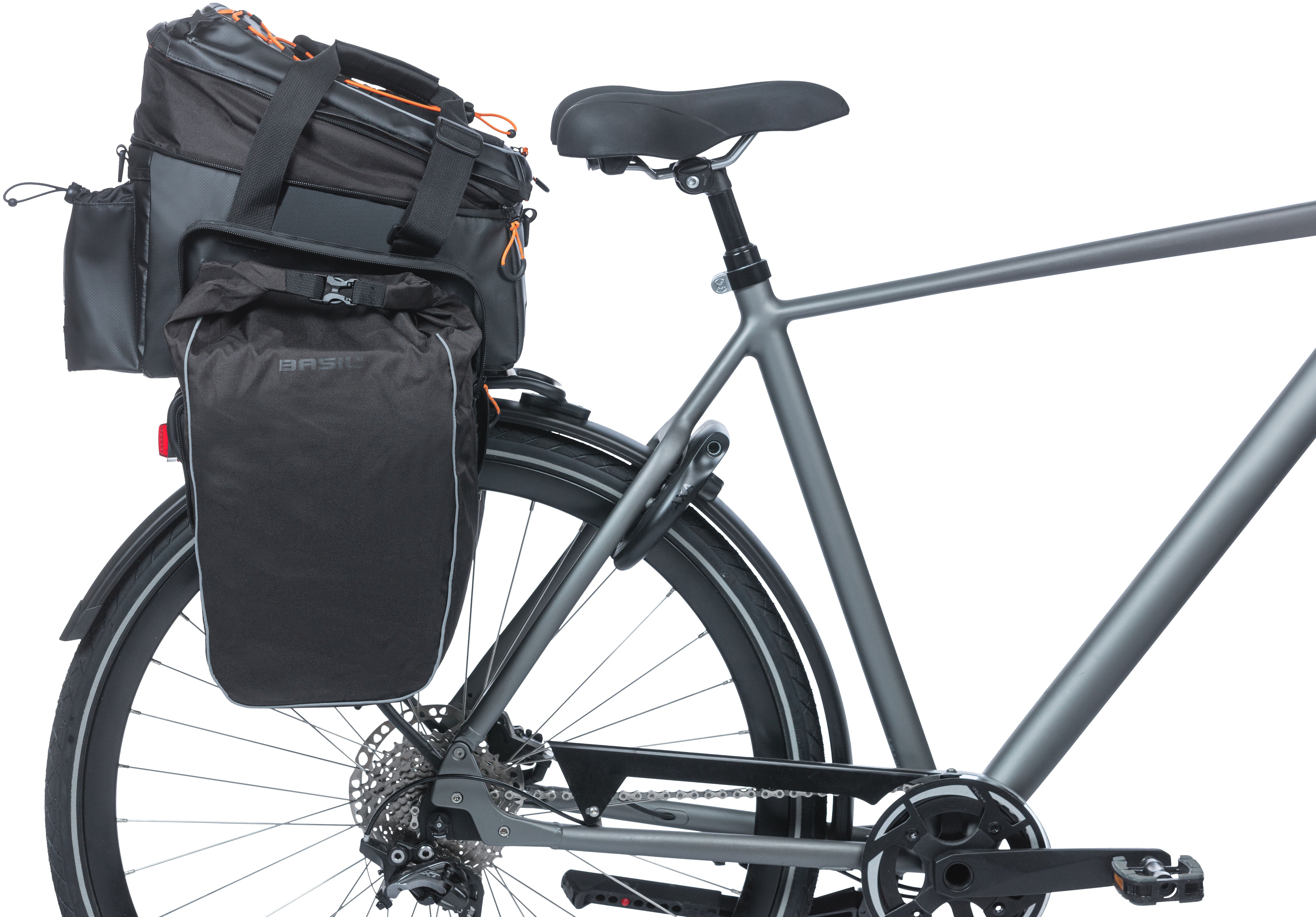 BASIL Miles XL Bagagedragertas Waterdichte zwarte tas voor elektrische fiets 36L MIK-systeem