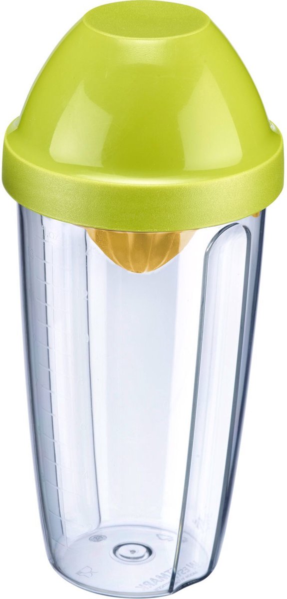 Westmark mixbeker shaker met citruspers en verwijderbare mengschijf, inhoud: 0,5 l, hoogte: 18,7 cm, kunststof, bpa-vrij, press + shake, kleur: doorzichtig groen geel, 30792270