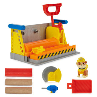 Rubble crew - rubble's werkplaats-speelset - met rubble-figuurtje en 85 g kinetic build-it speelzand - paw patrol speelgoed