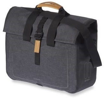 Basil Urban Dry Business Bag - waterdichte fietsschoudertas, 20L inhoud, houtskool melee