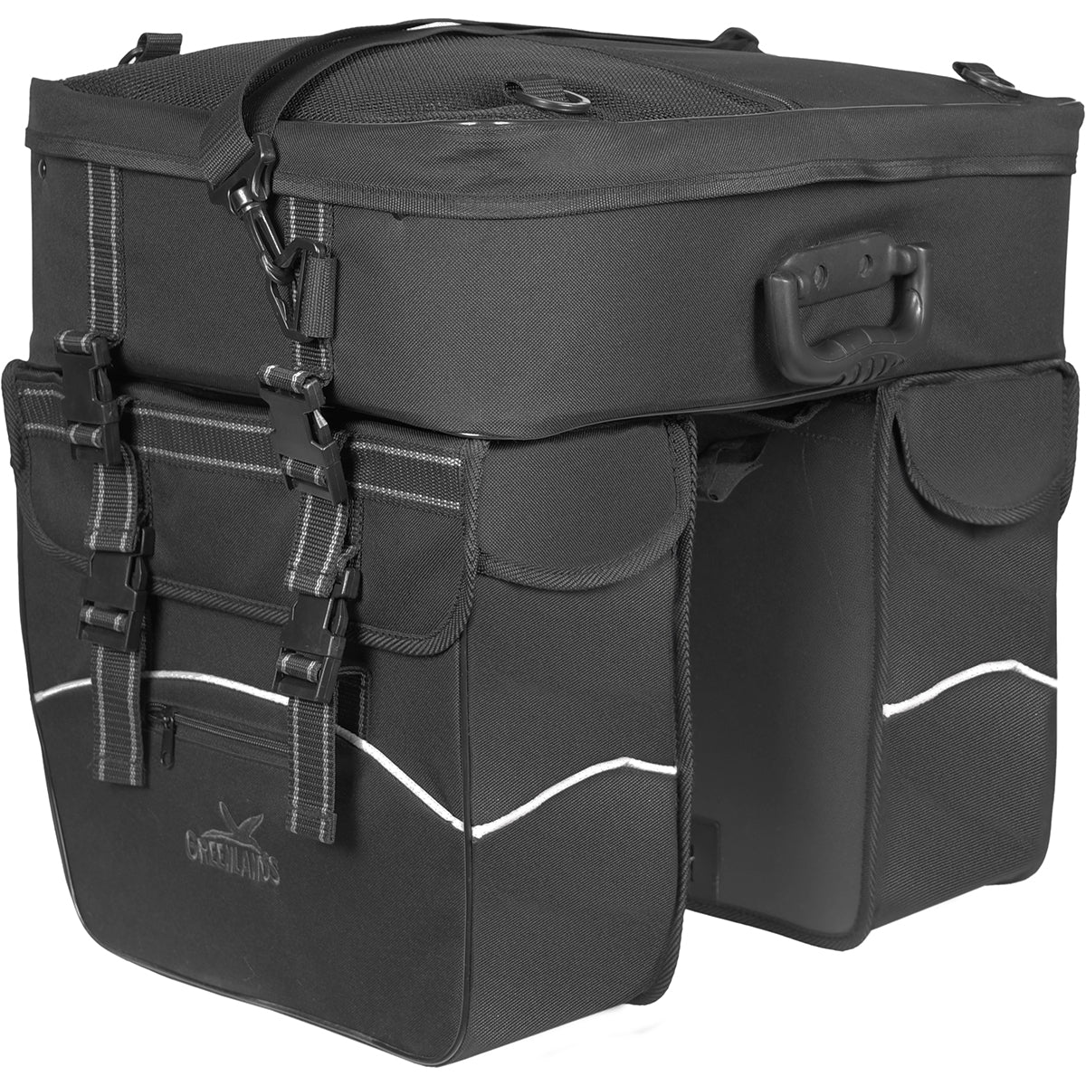 Sacoche double Greenlands Touring polyester 600D 25 litres 35 x 47 x 15 cm - noir avec reflet