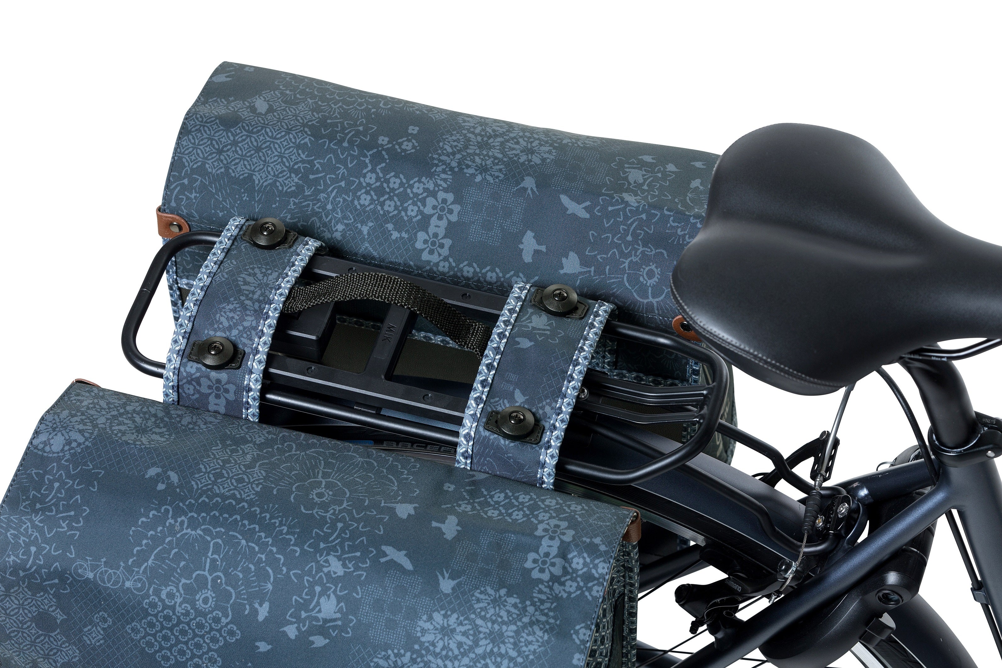 Basil Bohème dubbele fietstas - groen, waterafstotend, 35L, MIK-systeem