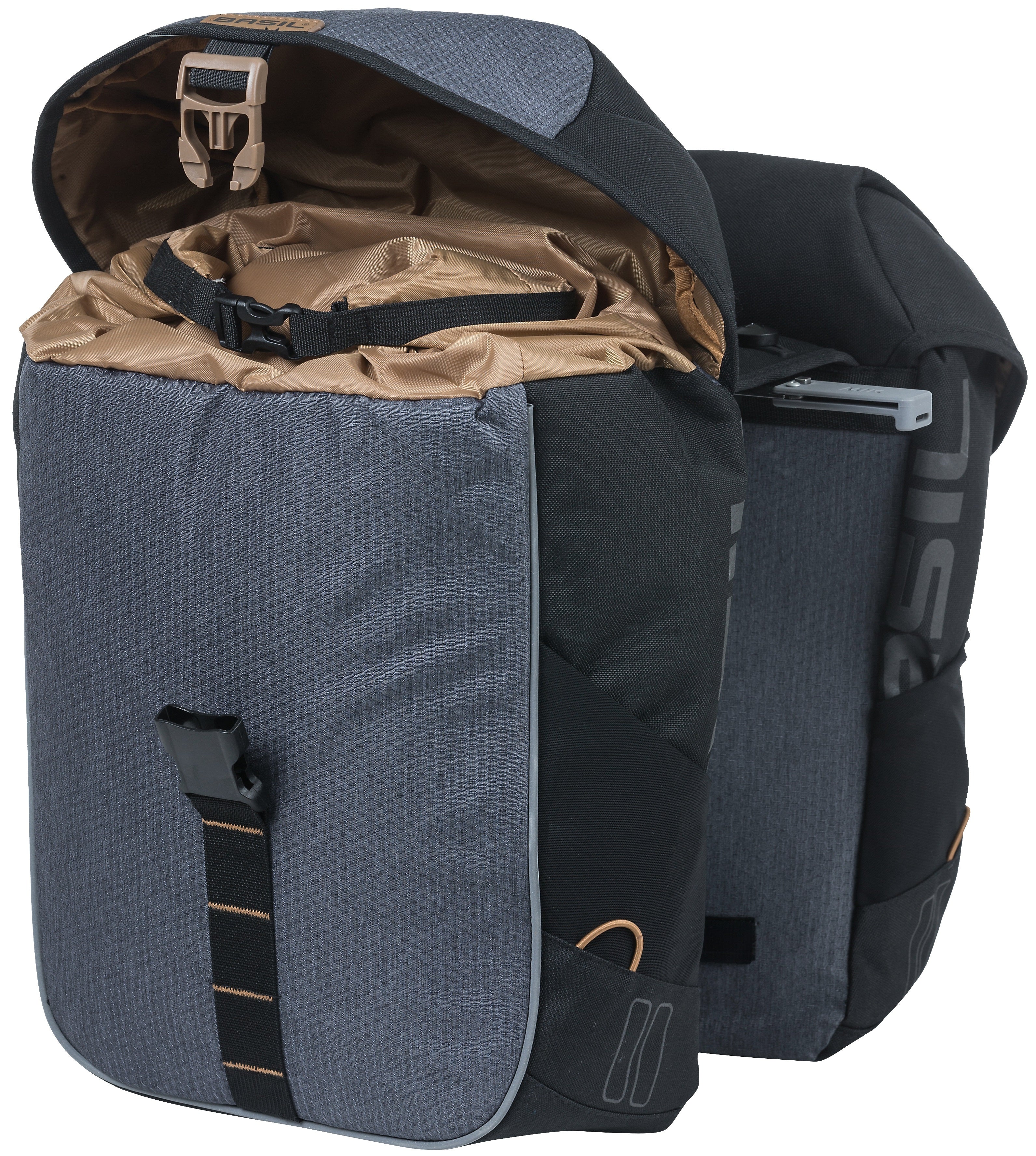 Basil Miles Double Bag - Dubbele fietstas, unisex, sportief, 34L, waterdicht, zwart