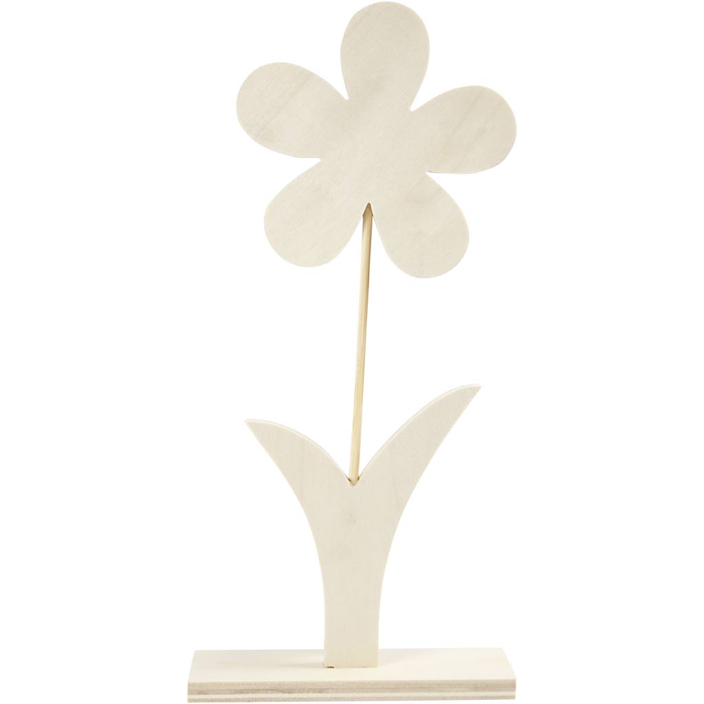 Creatief bedrijf houten bloem met voet, 26cm