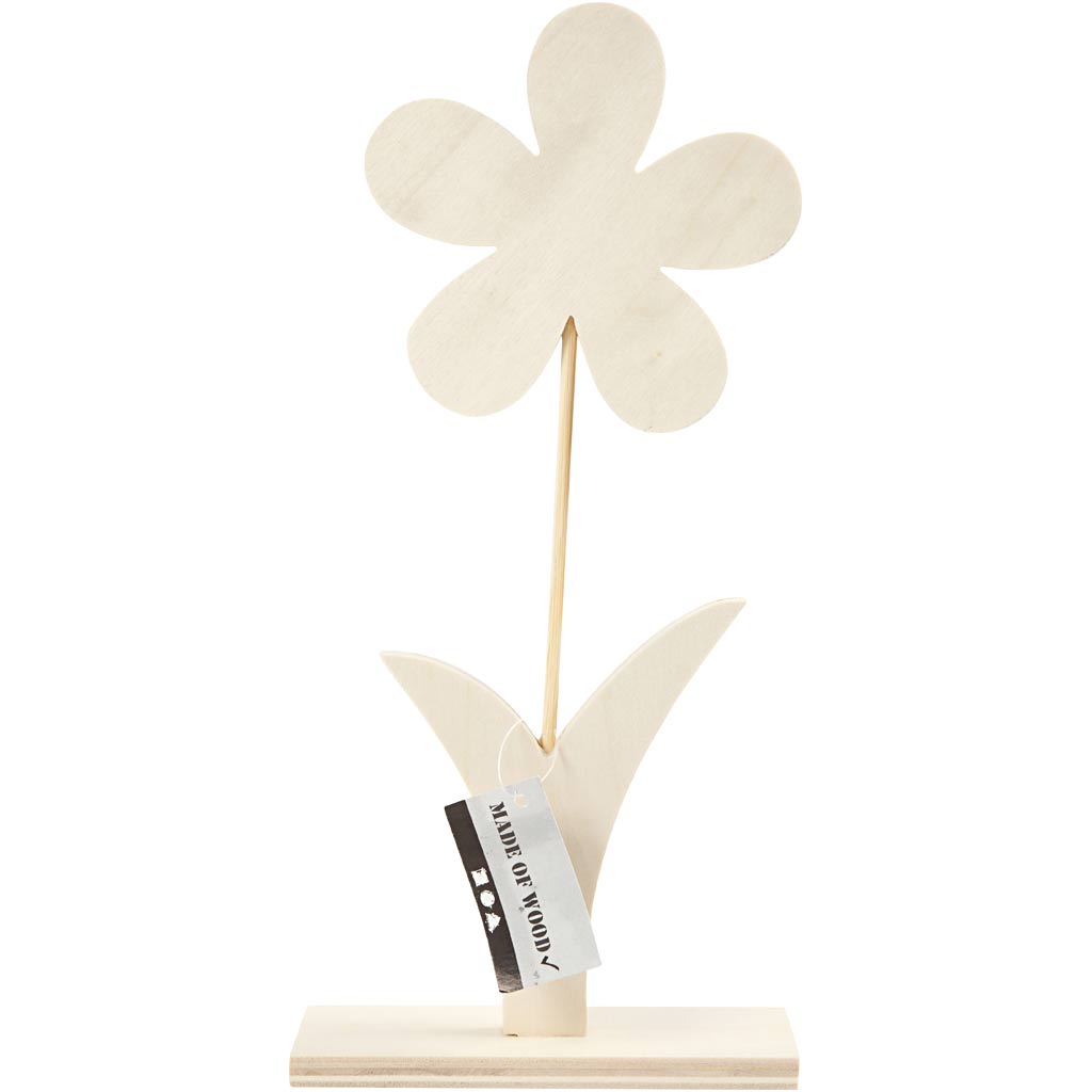 Creatief bedrijf houten bloem met voet, 26cm